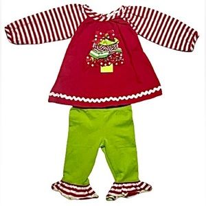 NWOT Baby Girls Matching Christmas Outfit- Size 6/9M